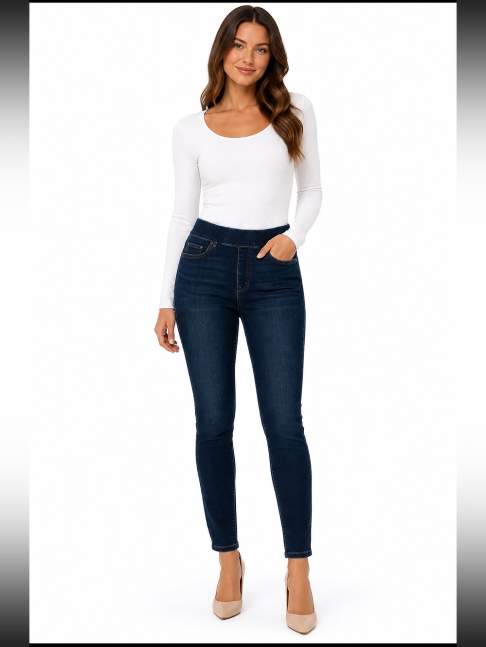 SPANX  High Rise Skinny Jeans Dark Wash Pull-On Size XL